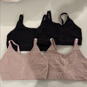 Women’s Seamless Lace-Front Bralette — Black and Dusty Rose